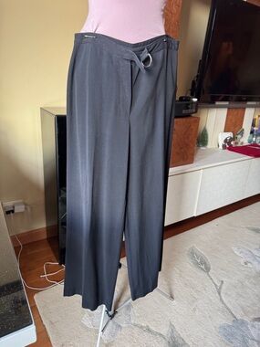 CNC Costume National Black Wide-Leg Pants with D-Ring Detail